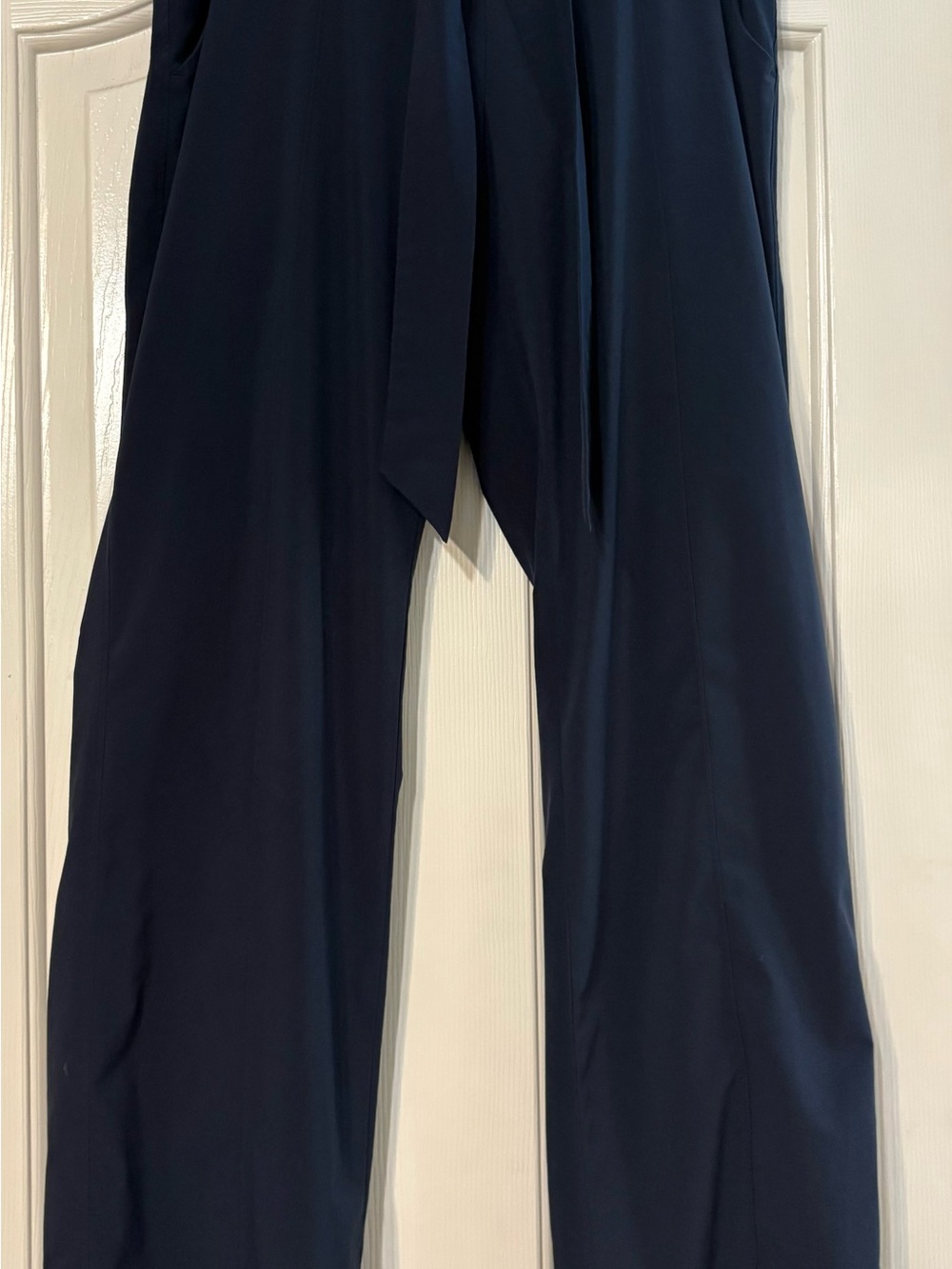 Athleta Dark Navy Wide-Leg Pants with Waist Tie